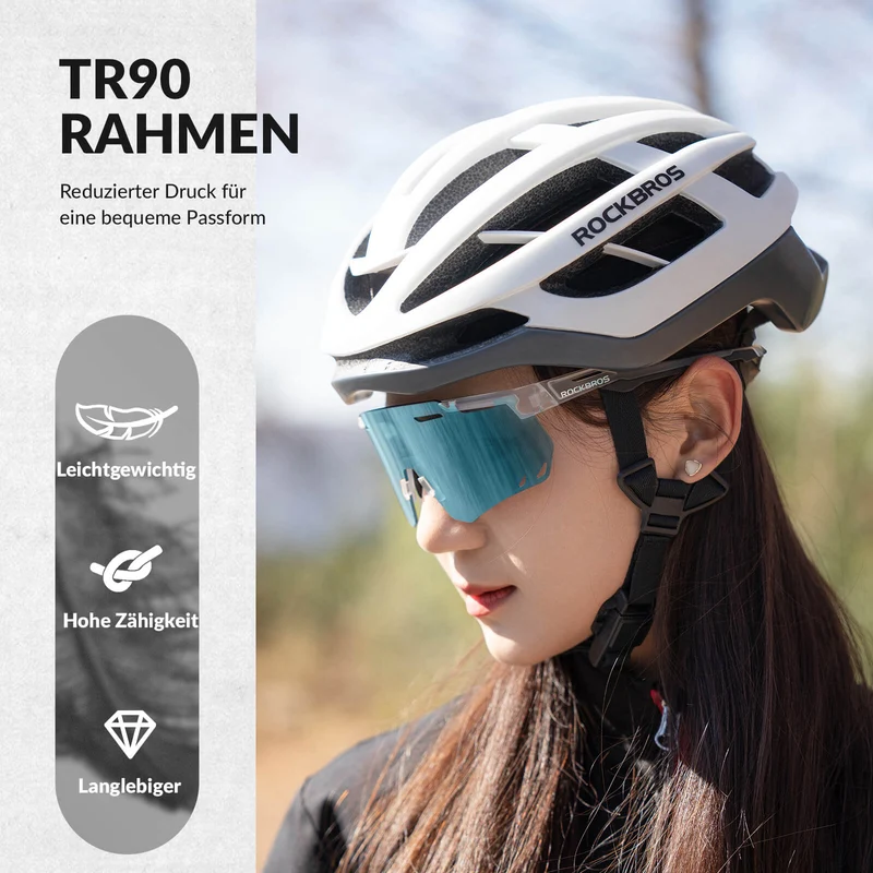 ROCKBROS Ultraleicht Fahrradbrille Selbstönende Sonnenbrille mit UV400-Schutz