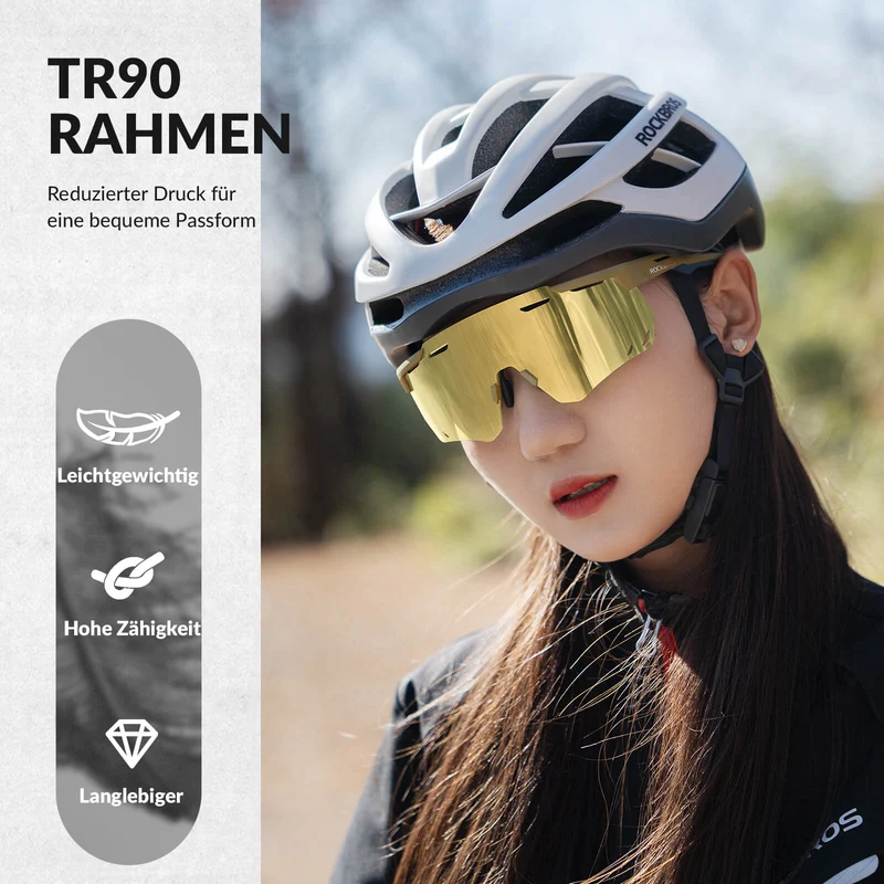 ROCKBROS Ultraleicht Fahrradbrille Selbstönende Sonnenbrille mit UV400-Schutz