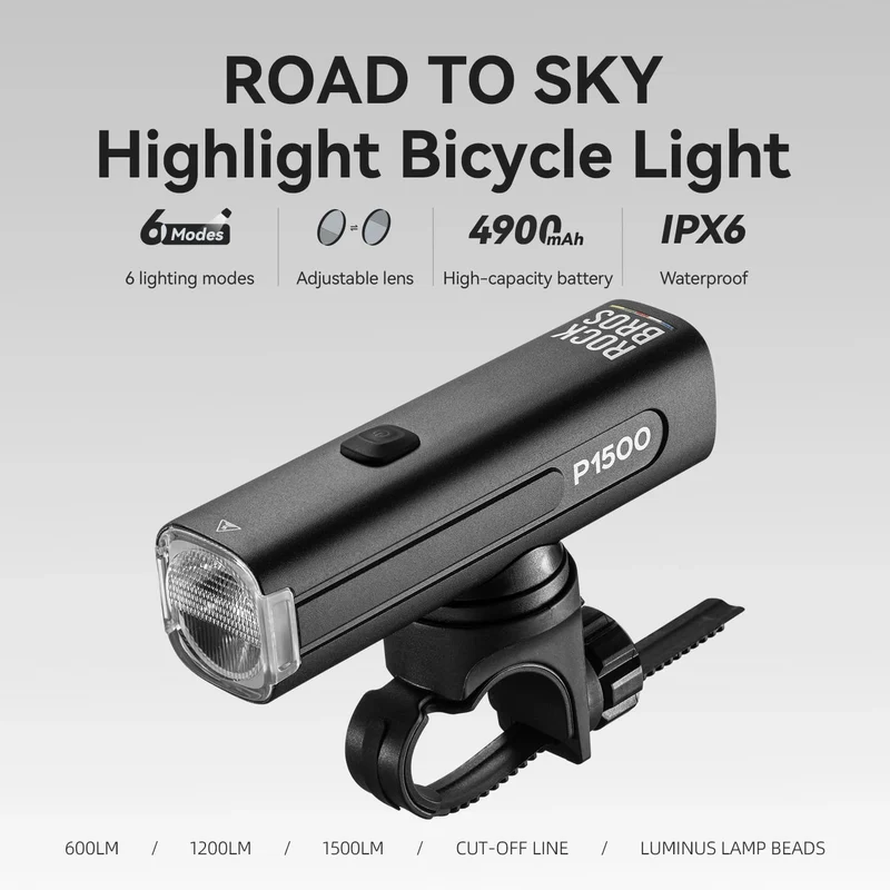 ROAD TO SKY Bike Front Light - 600/1200/1500LM