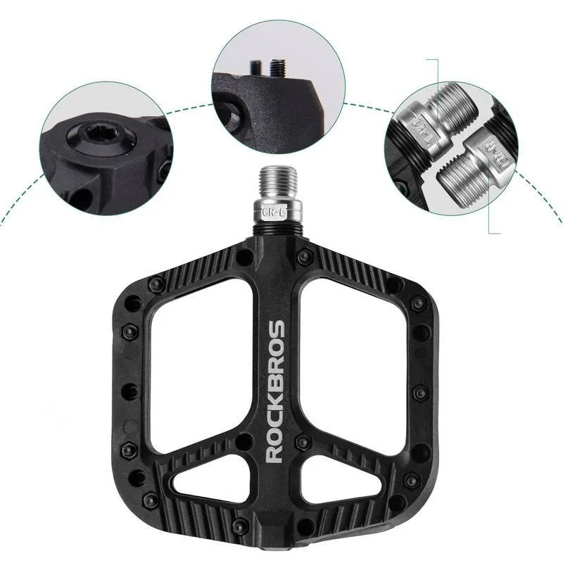 ROCKBROS Fahrradpedale Nylon Flat Pedale 9/16 Zoll mit 3 Lager