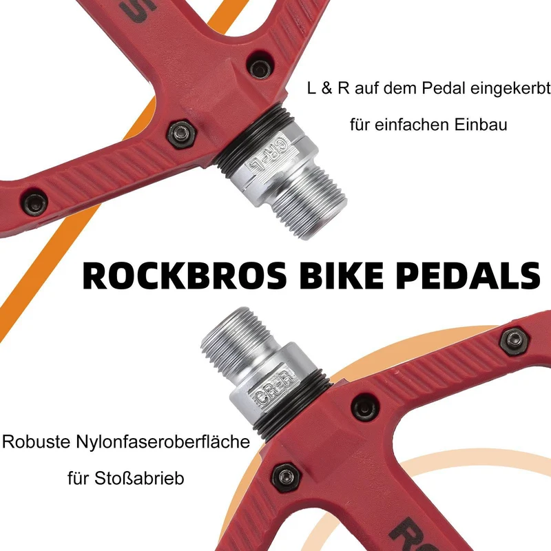 ROCKBROS Fahrradpedale Nylon Flat Pedale 9/16 Zoll mit 3 Lager