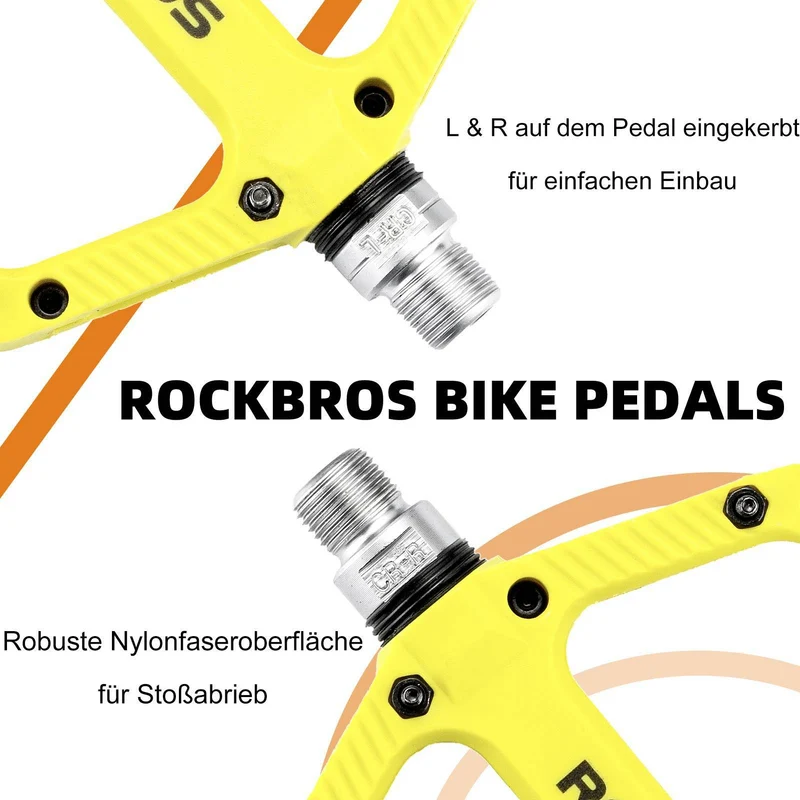 ROCKBROS Fahrradpedale Nylon Flat Pedale 9/16 Zoll mit 3 Lager