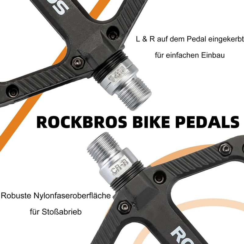 ROCKBROS Fahrradpedale Nylon Flat Pedale 9/16 Zoll mit 3 Lager