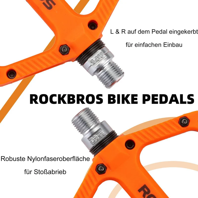 ROCKBROS Fahrradpedale Nylon Flat Pedale 9/16 Zoll mit 3 Lager