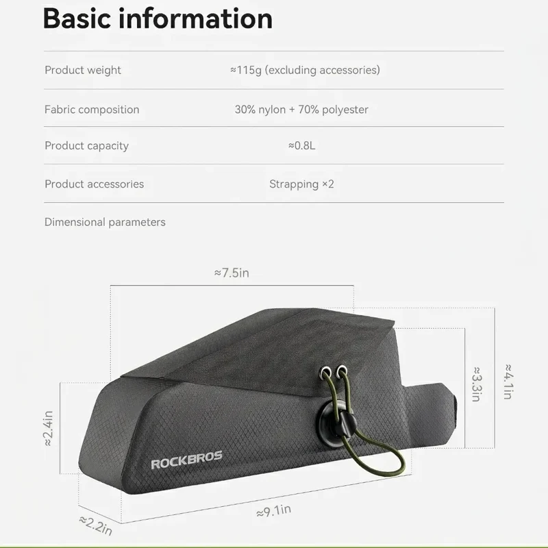 Fully Waterproof Magnetic Bike Top Tube Bag Slim Design