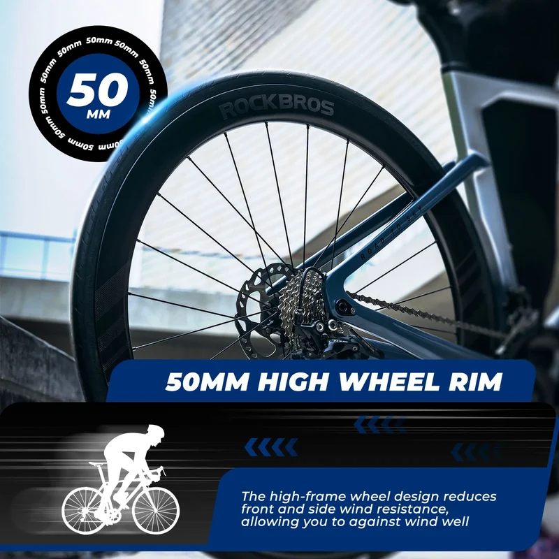 700C Carbon Road Bike Wheelset 50mm Tubeless Ready Center Lock