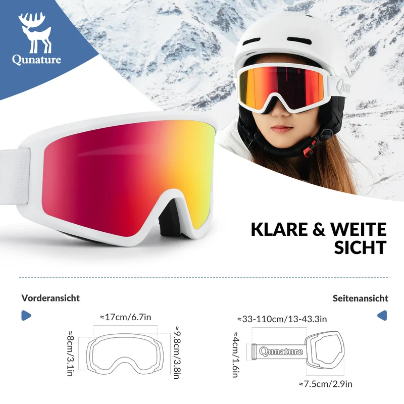 Qunature Skibrille Anti-Nebel Schneebrille Ski Brille