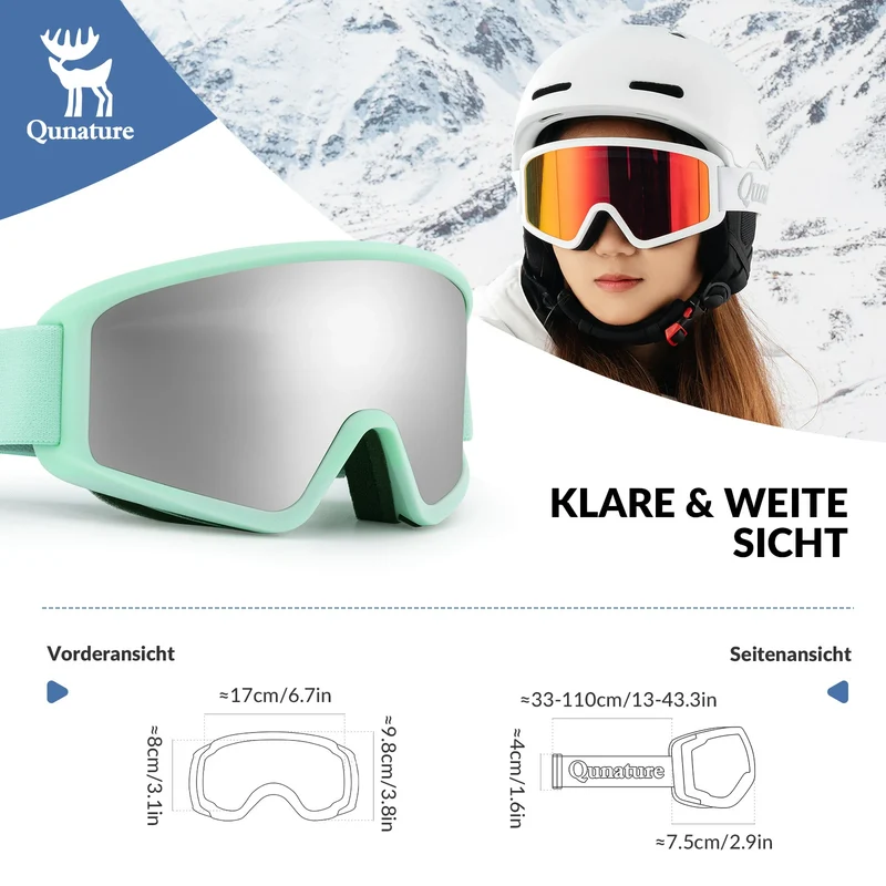 Qunature Skibrille Anti-Nebel Schneebrille Ski Brille
