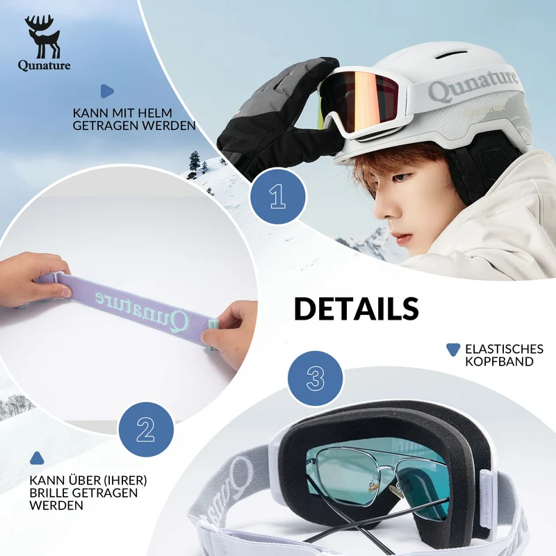 Qunature Skibrille Anti-Nebel Schneebrille Ski Brille