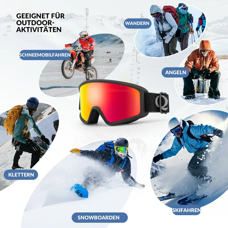 Qunature Skibrille Anti-Nebel Schneebrille Ski Brille