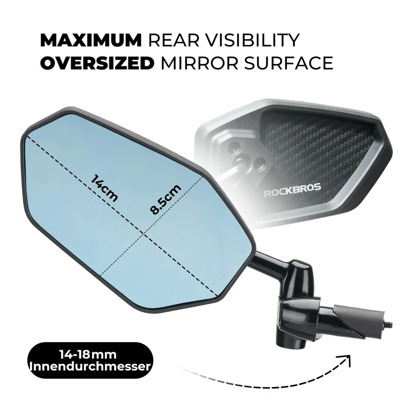 Fahrradspiegel Rückspiegel – Weitwinkel, Blendfrei, Rückblicksicher