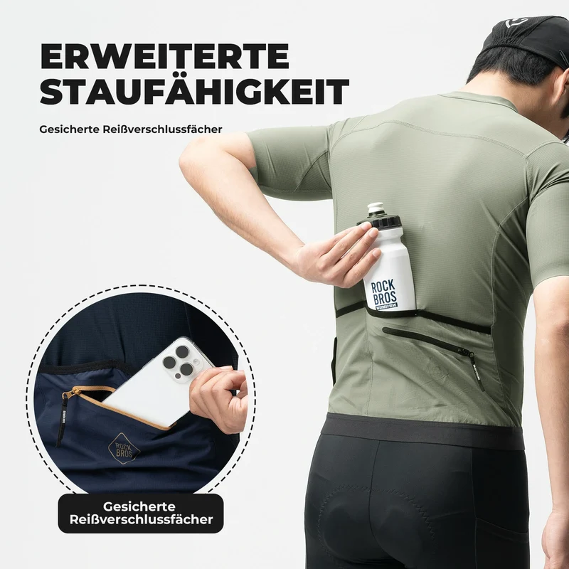 Radtrikot Kurzarm Herren, Atmungsaktives schnelltrocknendes Rennrad Trikot