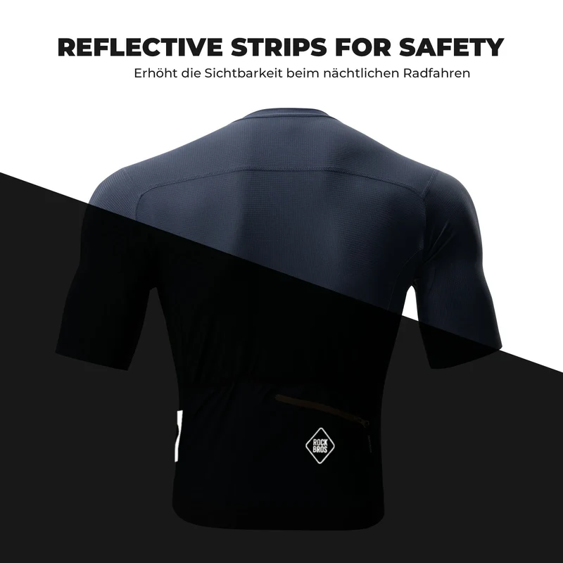 Radtrikot Kurzarm Herren, Atmungsaktives schnelltrocknendes Rennrad Trikot