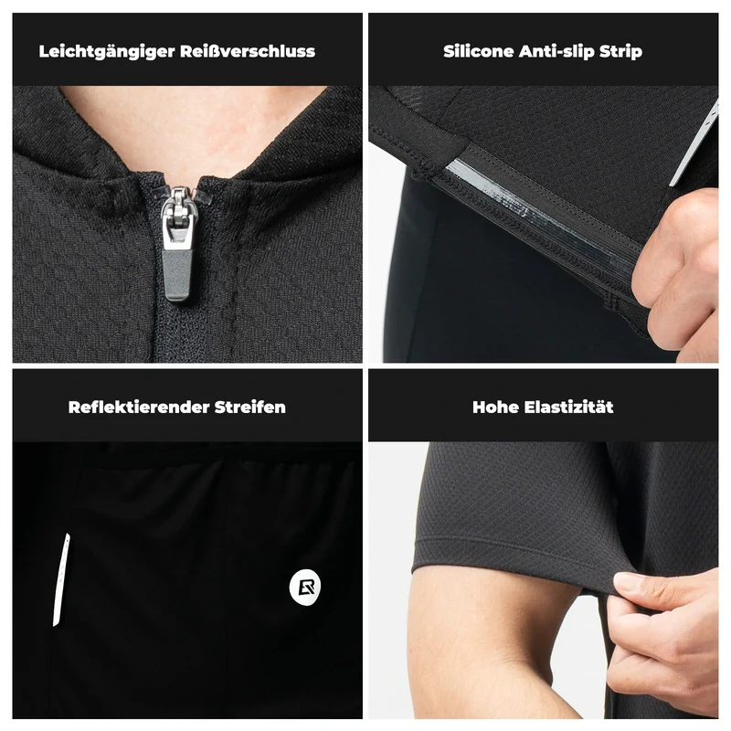 Herren Radtrikot Kurzarm Fahrradtrikot Rennradtrikot Atmungsaktiv Schnell trocknend