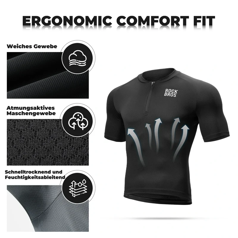 Herren Radtrikot Kurzarm Fahrradtrikot Rennradtrikot Atmungsaktiv Schnell trocknend