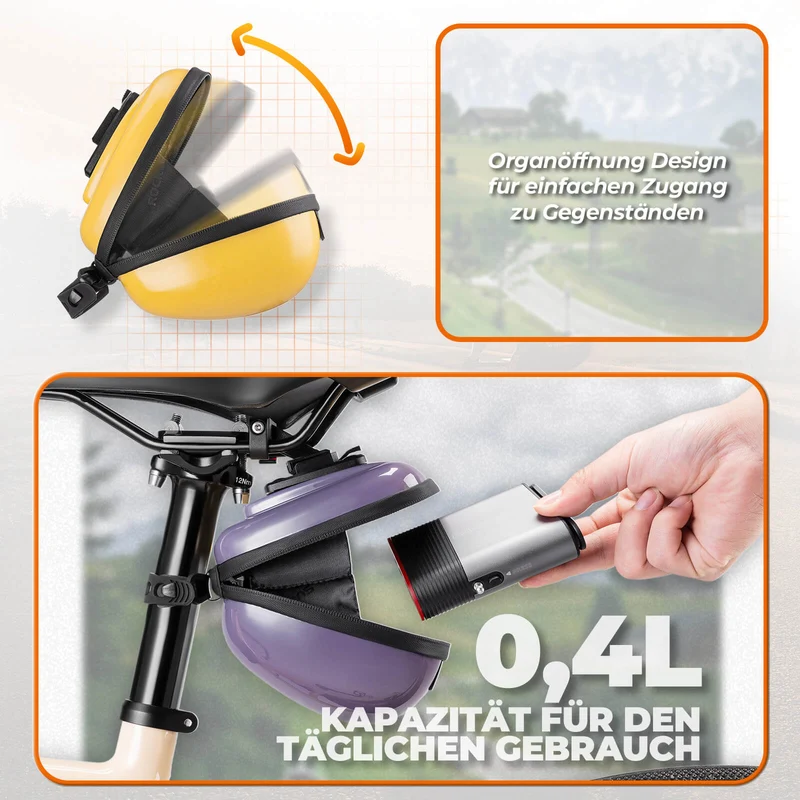 ROCKBROS Fahrrad Satteltaschen 하드 쉘 반사판 0,4 L mit Halterung
