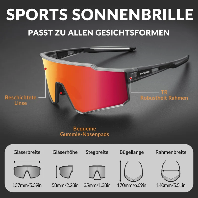 ROCKBROS Polarisiert Fahrradbrille 스포츠 Sonnenbrille for Outdoorsport