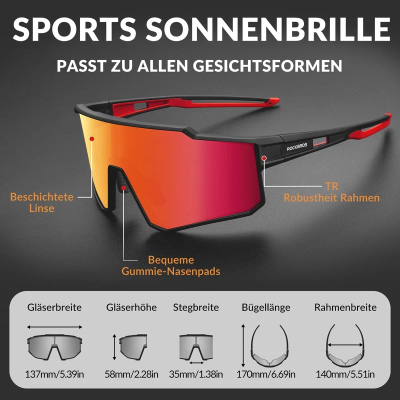 ROCKBROS Polarisiert Fahrradbrille 스포츠 Sonnenbrille for Outdoorsport