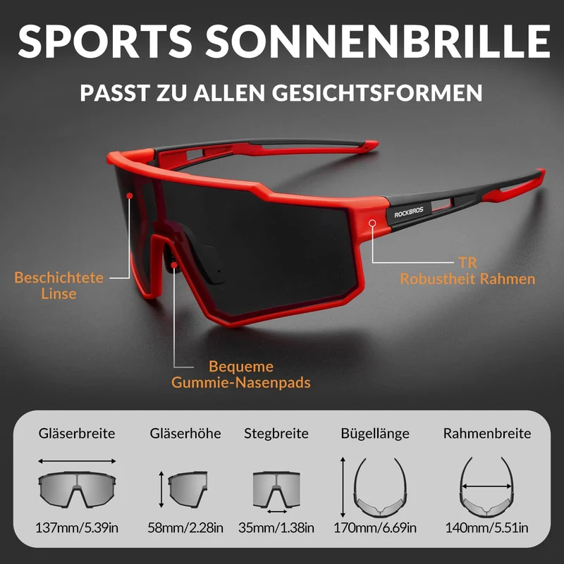 ROCKBROS Polarisiert Fahrradbrille 스포츠 Sonnenbrille for Outdoorsport