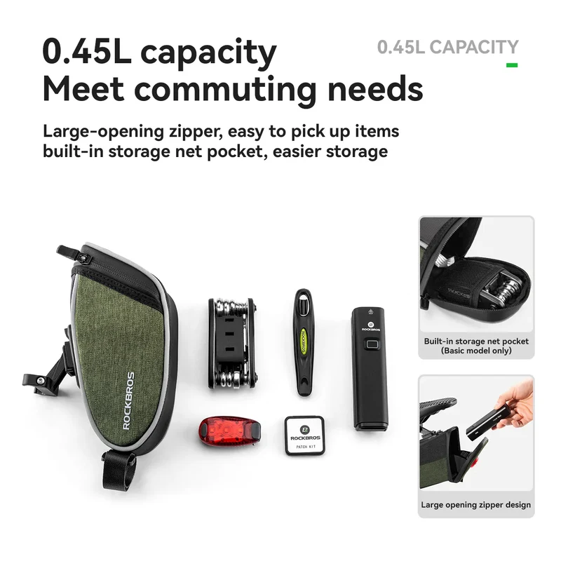 C52-2 Bike Saddle Bag with LED Tail Light - 0.45L