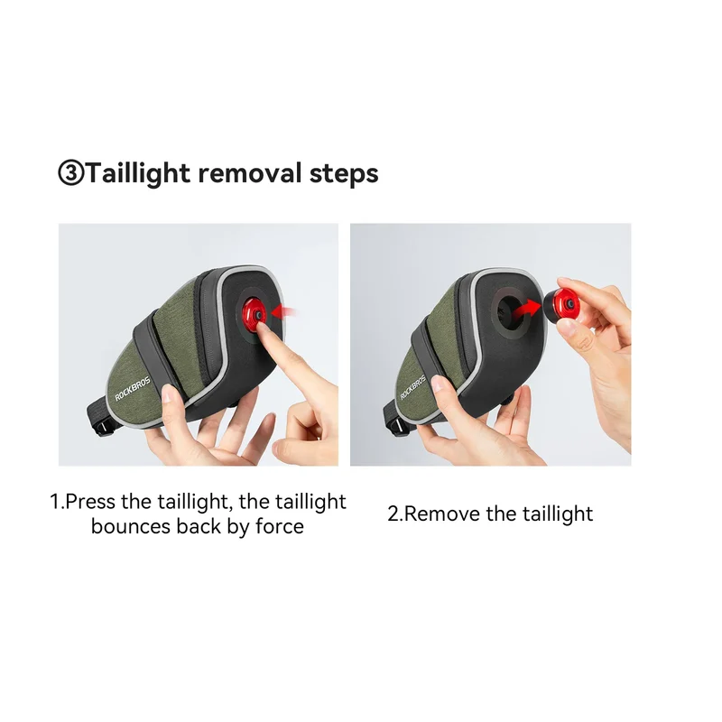 C52-2 Bike Saddle Bag with LED Tail Light - 0.45L