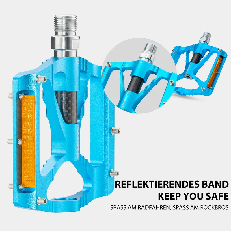 ROCKBROS Alu Fahrradpedale 9/16 Zoll mat zwee PVC Reflektoren