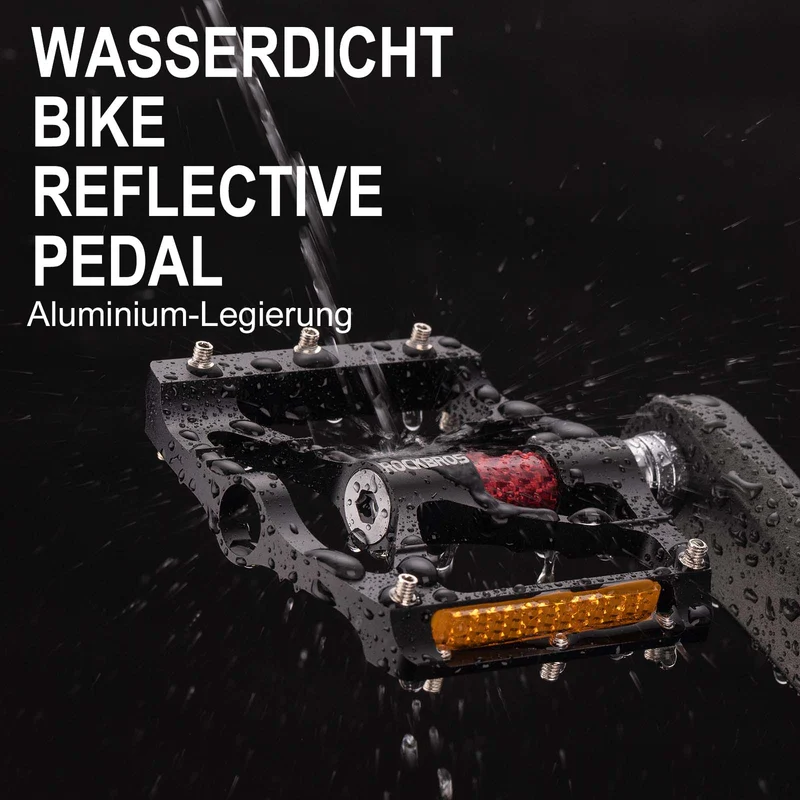 ROCKBROS Alu Fahrradpedale 9/16 Zoll mat zwee PVC Reflektoren