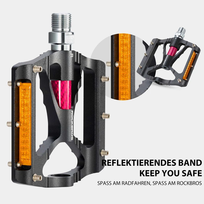 ROCKBROS Alu Fahrradpedale 9/16 Zoll mat zwee PVC Reflektoren