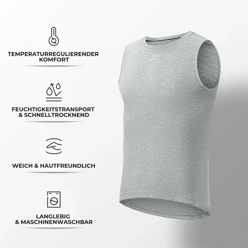 ROAD TO SKY Ärmelloses Merino Fahrrad Unterhemd, Wärmendes Funktionsshirt aus Merinowolle