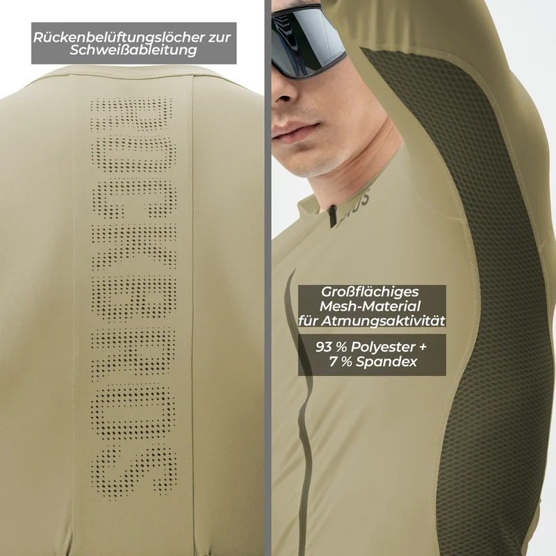 Fahrradtrikot Radtrikot Langarm Herren, Atmungsaktiv und Schnelltrocknend, Elastisches