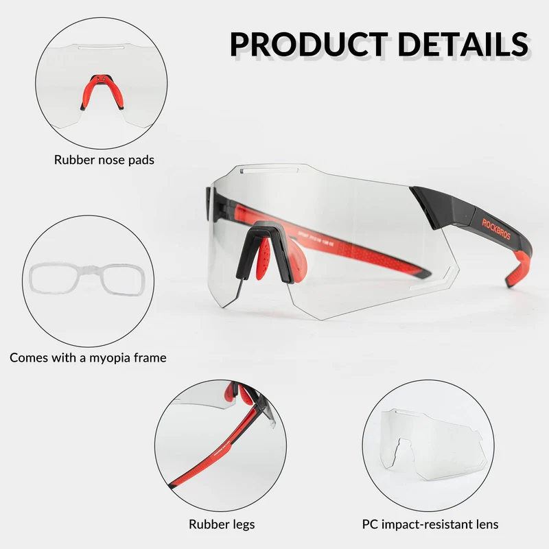ROCKBROS Sonnenbrille UV400 Schutz Radsportbrille für Damen/ Herren
