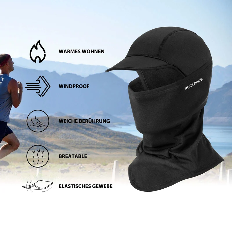 ROCKBROS Winter Sturmhaube Balaclava Warm Sturmske Unisex Schwarz