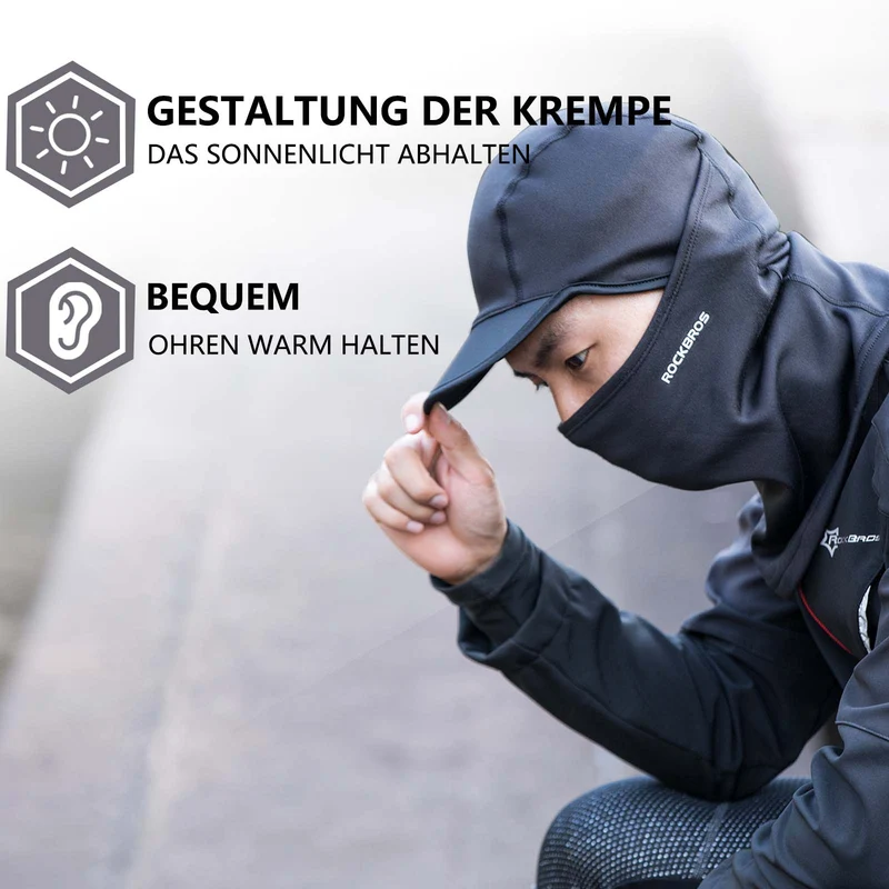 ROCKBROS Winter Sturmhaube Balaclava Warm Sturmske Unisex Schwarz