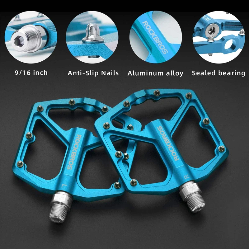 ROCKBROS Aluminium Plattform Pedale 9/16 Zoll fir MTB E-Bike Stadtrad