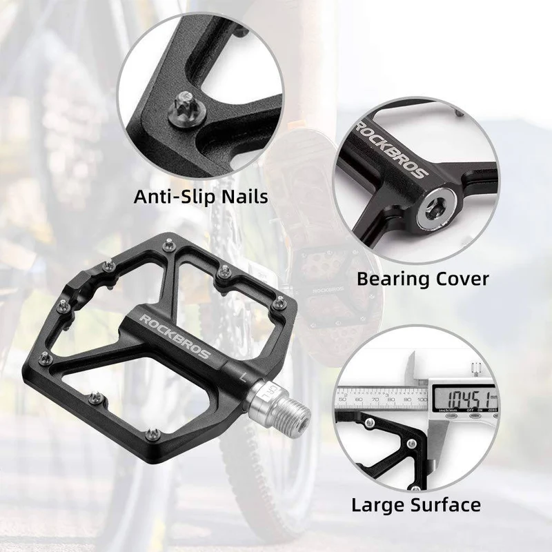 ROCKBROS Aluminium Plattform Pedale 9/16 Zoll fir MTB E-Bike Stadtrad