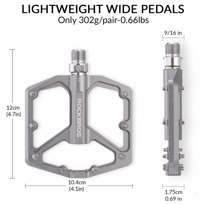 ROCKBROS Aluminium Plattform Pedale 9/16 Zoll fir MTB E-Bike Stadtrad