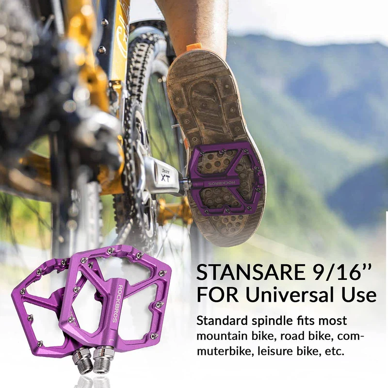 ROCKBROS Aluminium Plattform Pedale 9/16 Zoll fir MTB E-Bike Stadtrad