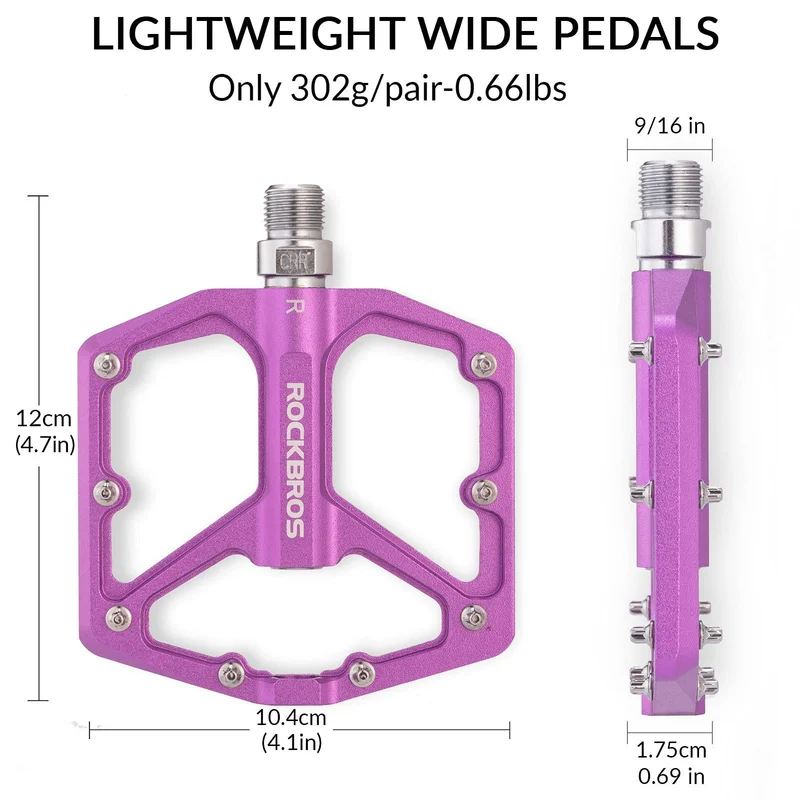 ROCKBROS Aluminium Plattform Pedale 9/16 Zoll fir MTB E-Bike Stadtrad