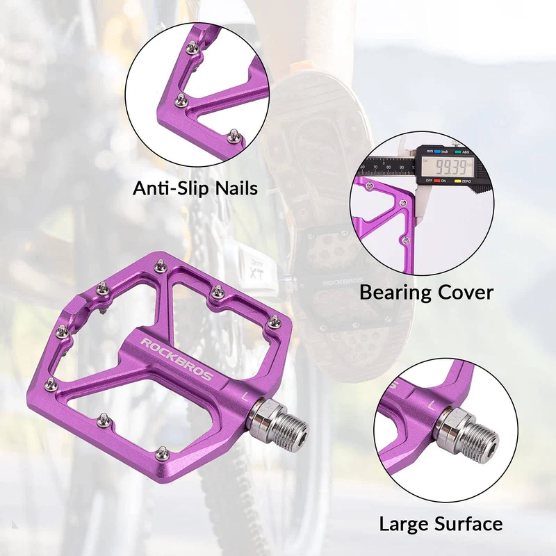 ROCKBROS Aluminium Plattform Pedale 9/16 Zoll fir MTB E-Bike Stadtrad