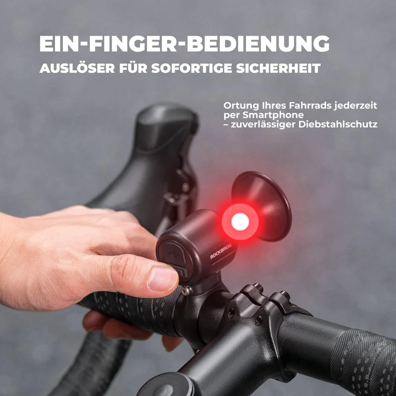 ROCKBROS Fahrradklingel Elektrisch 120dB Ton IPX5 Wasserschutz 스마트폰 추적