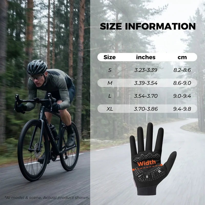 Full Finger Cycling Gloves with 3D Gel Padding