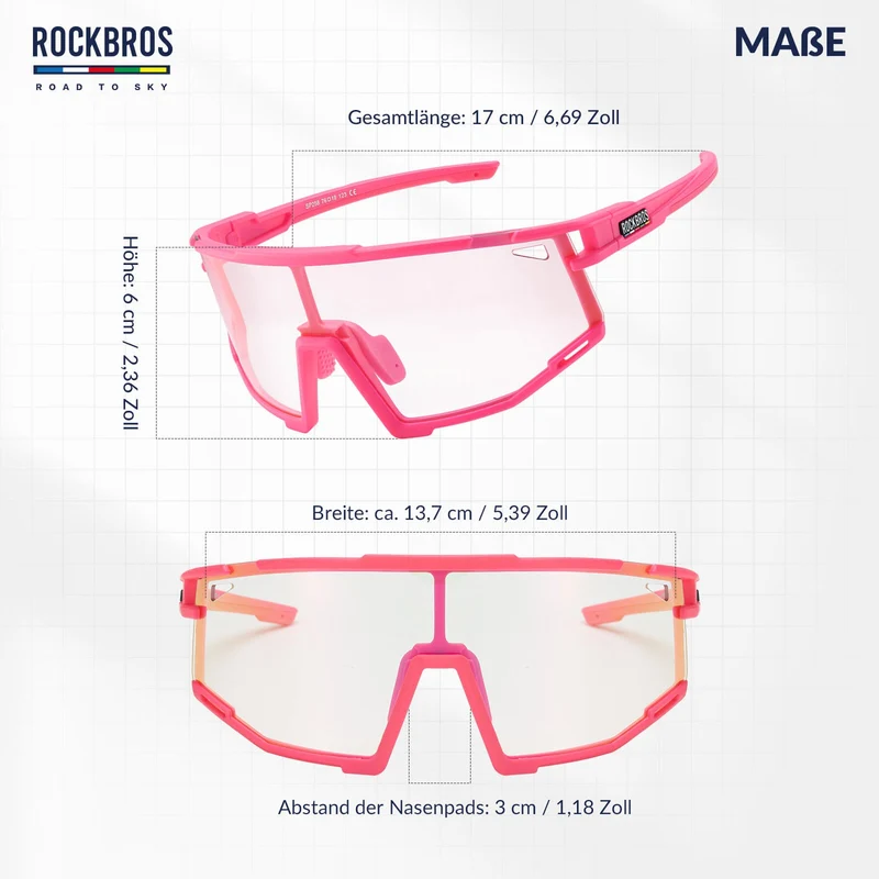 ROAD TO SKY 포토크롬 Fahrradbrille UV400 Schutz Verstellbare Nasenpads