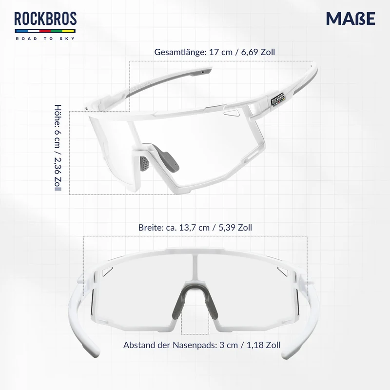 ROAD TO SKY 포토크롬 Fahrradbrille UV400 Schutz Verstellbare Nasenpads