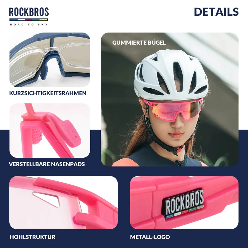 ROAD TO SKY 포토크롬 Fahrradbrille UV400 Schutz Verstellbare Nasenpads