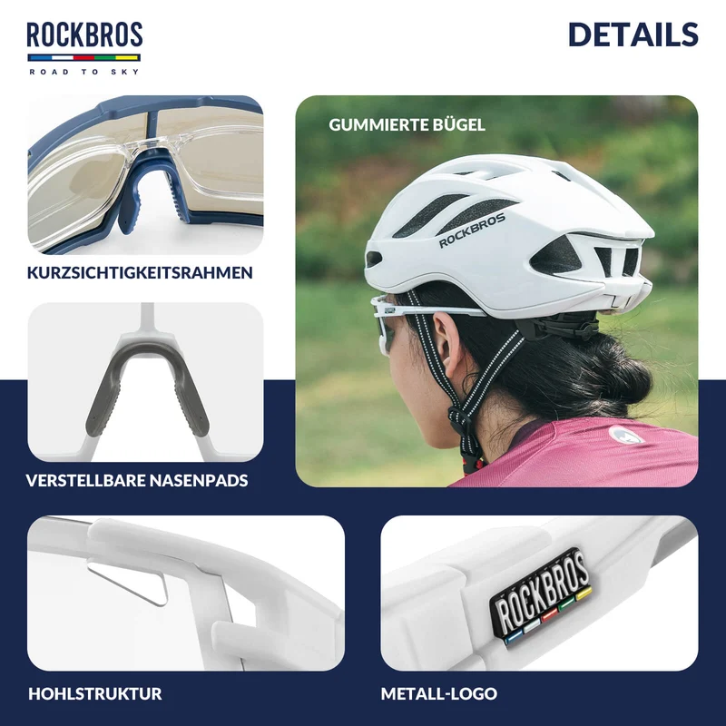 ROAD TO SKY 포토크롬 Fahrradbrille UV400 Schutz Verstellbare Nasenpads