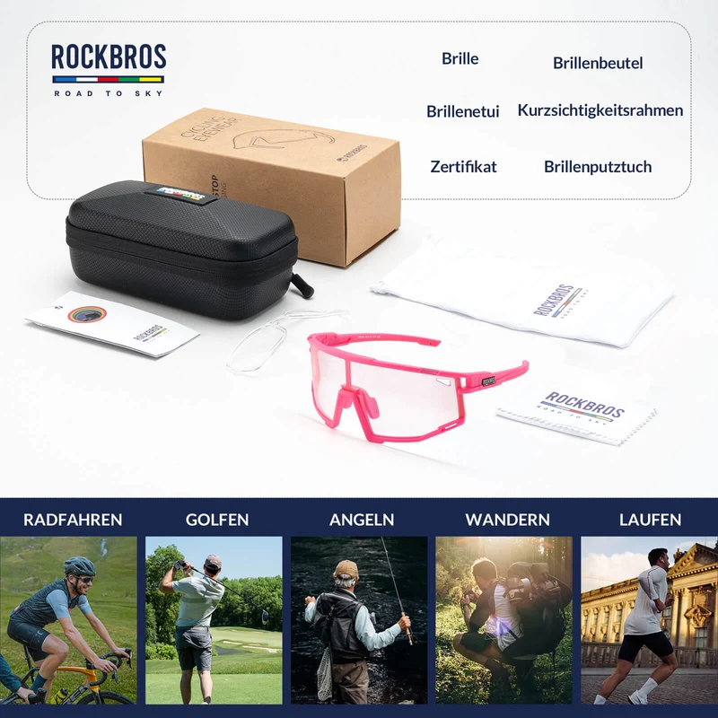ROAD TO SKY 포토크롬 Fahrradbrille UV400 Schutz Verstellbare Nasenpads