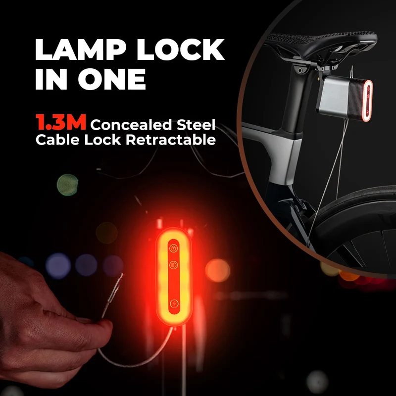 Smart Bike Tail Light with Brake Sensor & Bluetooth Lock