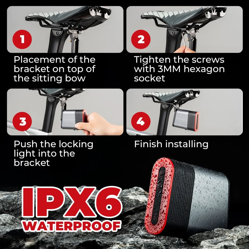 Smart Bike Tail Light with Brake Sensor & Bluetooth Lock