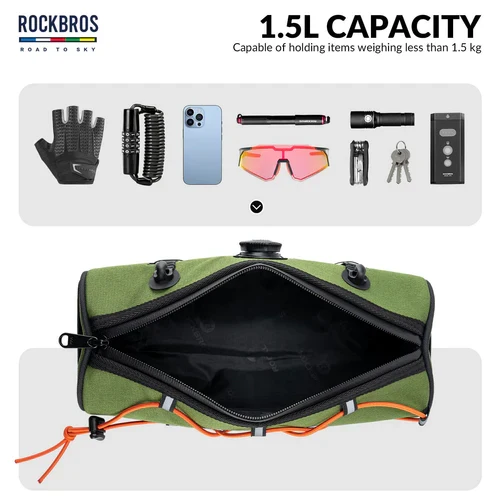 ROAD TO SKY Handlebar Bag with Knob Locking Design-1.5L