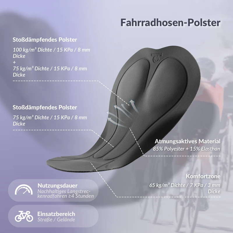 ROCKBROS TVI Radlerhose Damen Gepolstert mat Tasche Atmungsaktive